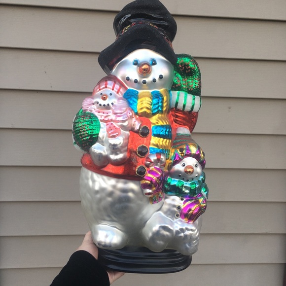 Hand blown glass snowman Christmas decoration